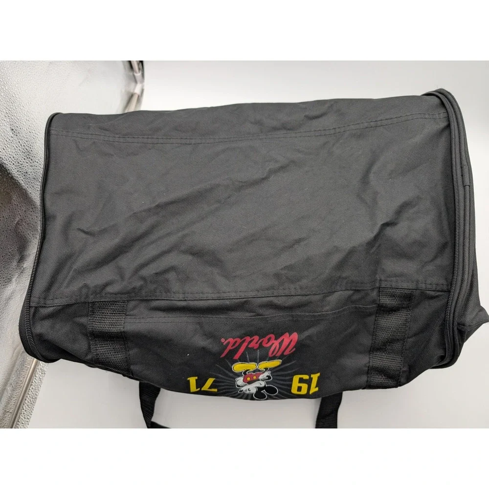Walt Disney World Mickey Mouse 1971 Duffel Bag Black Canvas Travel Gym Luggage